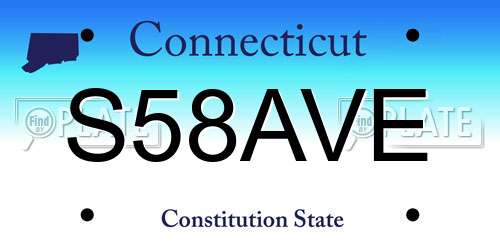 S58AVE Connecticut License Plate