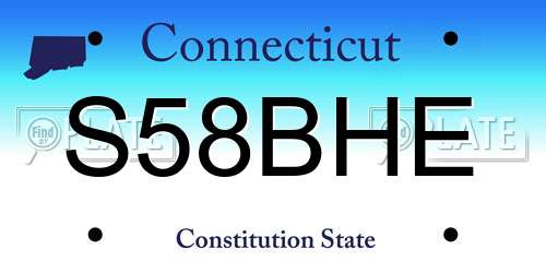 S58BHE Connecticut License Plate