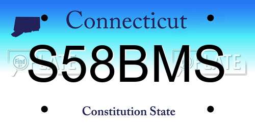 S58BMS Connecticut License Plate