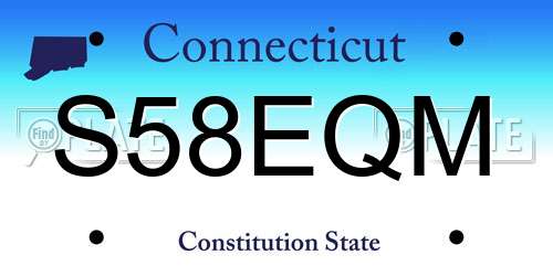 S58EQM Connecticut License Plate