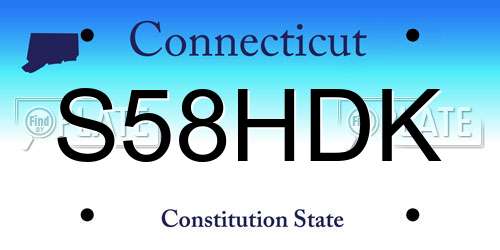 S58HDK Connecticut License Plate