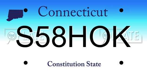 S58HOK Connecticut License Plate