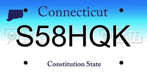 S58HQK Connecticut License Plate
