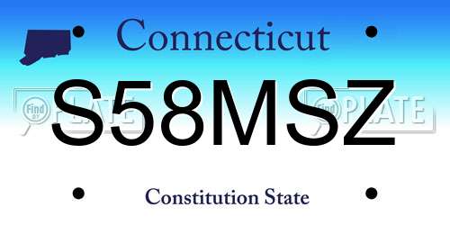 S58MSZ Connecticut License Plate