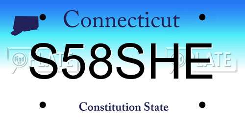S58SHE Connecticut License Plate