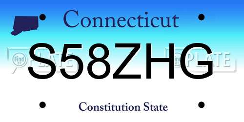 S58ZHG Connecticut License Plate