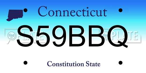 S59BBQ Connecticut License Plate