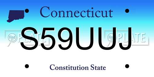S59UUJ Connecticut License Plate