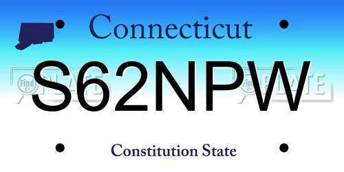 S62NPW Connecticut License Plate