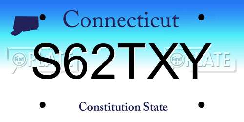 S62TXY Connecticut License Plate