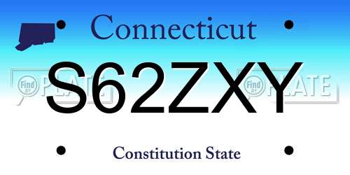 S62ZXY Connecticut License Plate
