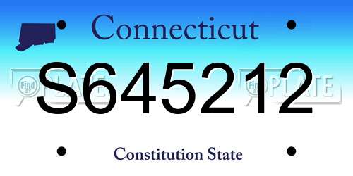 S645212 Connecticut License Plate