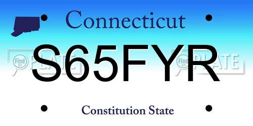 S65FYR Connecticut License Plate