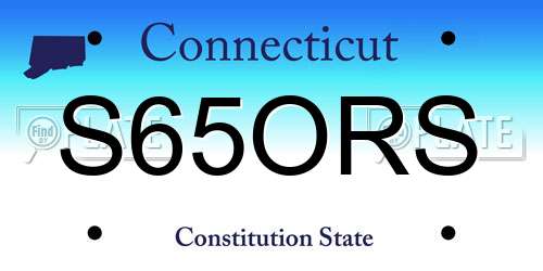 S65ORS Connecticut License Plate
