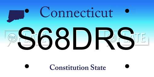S68DRS Connecticut License Plate