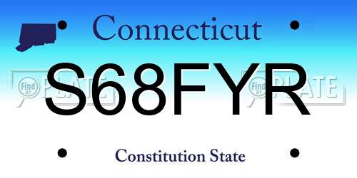 S68FYR Connecticut License Plate