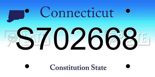 S702668 Connecticut License Plate