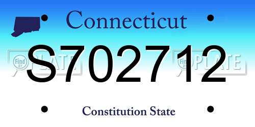 S702712 Connecticut License Plate