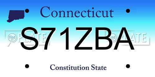 S71ZBA Connecticut License Plate