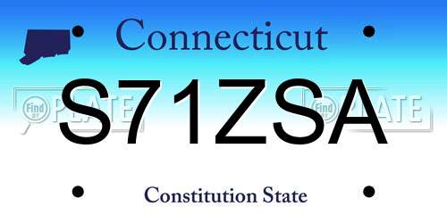 S71ZSA Connecticut License Plate
