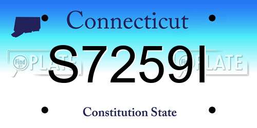 S7259I Connecticut License Plate