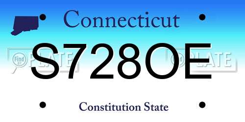 S728OE Connecticut License Plate