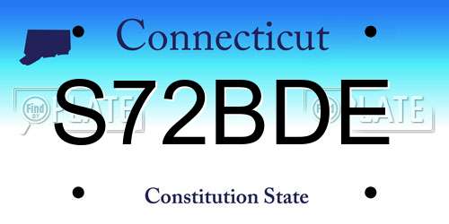S72BDE Connecticut License Plate