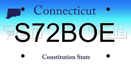 S72BOE Connecticut License Plate