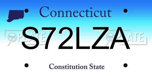 S72LZA Connecticut License Plate