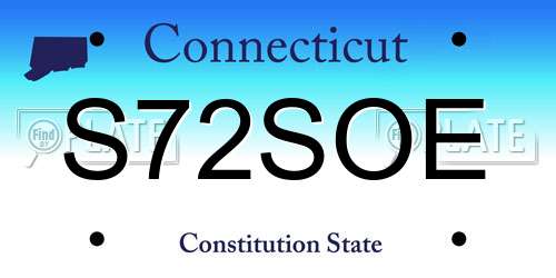 S72SOE Connecticut License Plate