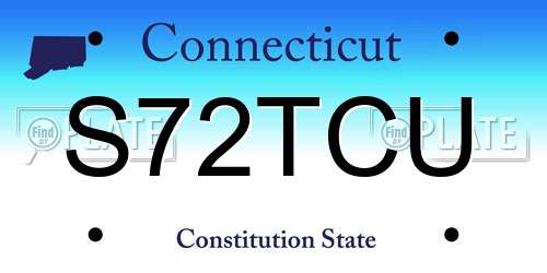 S72TCU Connecticut License Plate
