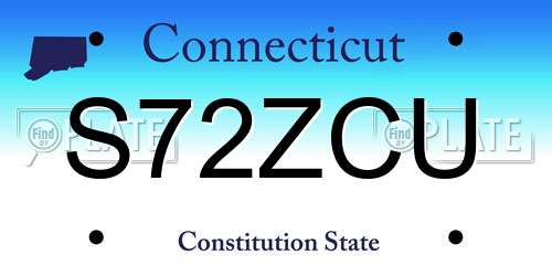 S72ZCU Connecticut License Plate