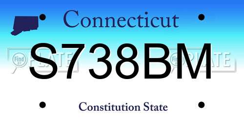 S738BM Connecticut License Plate