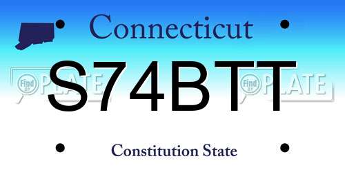 S74BTT Connecticut License Plate