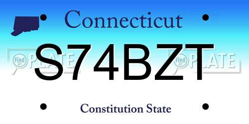 S74BZT Connecticut License Plate