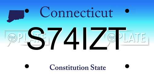 S74IZT Connecticut License Plate
