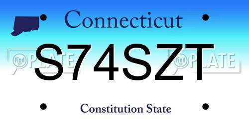 S74SZT Connecticut License Plate