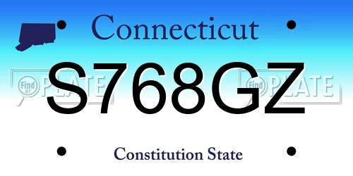 S768GZ Connecticut License Plate