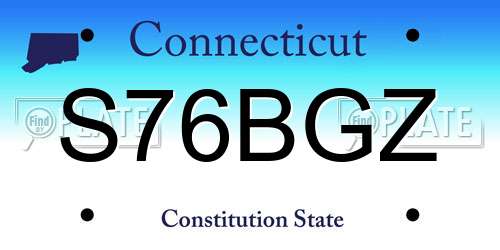 S76BGZ Connecticut License Plate