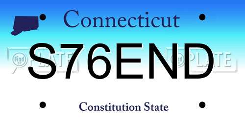 S76END Connecticut License Plate