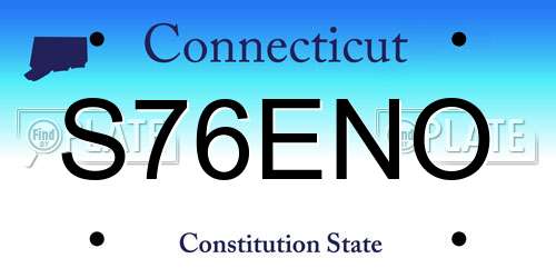 S76ENO Connecticut License Plate