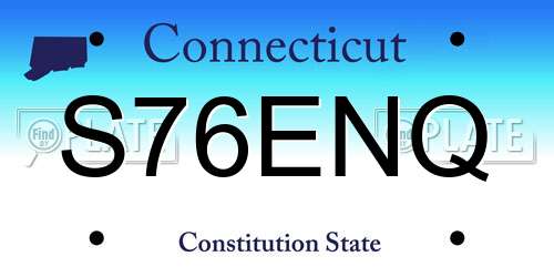S76ENQ Connecticut License Plate