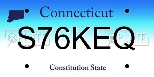 S76KEQ Connecticut License Plate