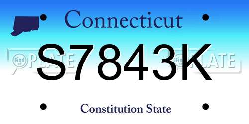 S7843K Connecticut License Plate
