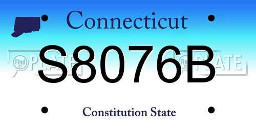 S8076B Connecticut License Plate