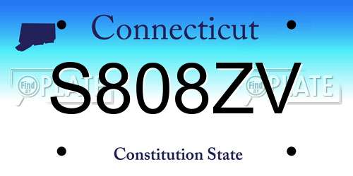 S808ZV Connecticut License Plate