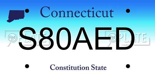 S80AED Connecticut License Plate