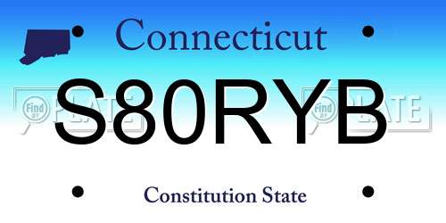 S80RYB Connecticut License Plate