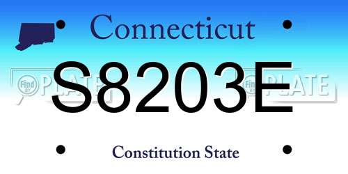 S8203E Connecticut License Plate