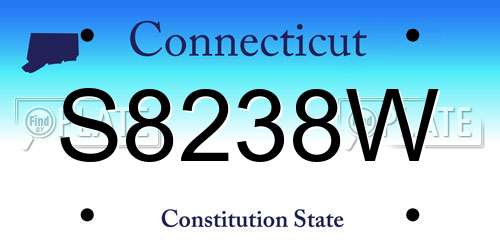 S8238W Connecticut License Plate